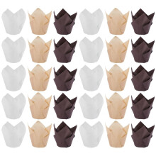 2000Pcs Tulip Cupcake Baking Cups, Muffin Baking Liners Holders, Rustic Cupcake Wrapper, Brown, White And Nature Color