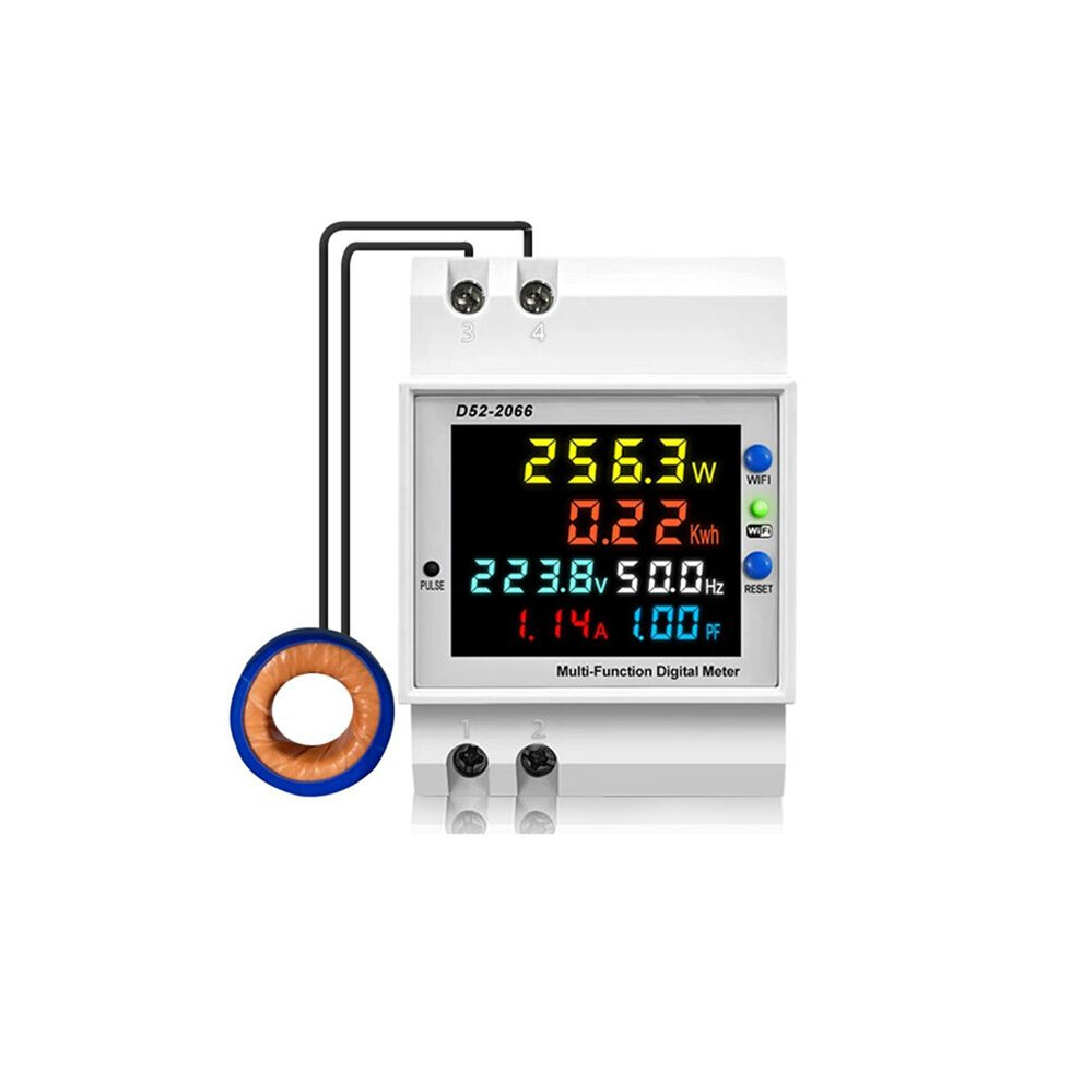 Tuya Wifi Intelligent Digital Display Electricity Meter Din-Rail Voltage Current Meter Power Factor Frequency Meter B 6034266103162