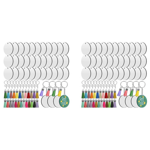 Sublimation Blanks Keychains,400 PCS 2Inch Round Sublimation Blanks Keychain Circle with Tassels,for DIY  Making