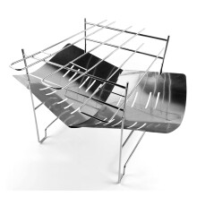 Portable Stainless Steel BBQ Grill, Folding Camping Fire Pit for Outdoor Cooking and Backpacking