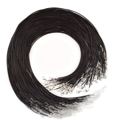 20 PeçAs CordãO de Colar Encerado Preto de 20 Polegadas com Fecho um Granel para Colar de Pulseira e FabricaçãO de Joias