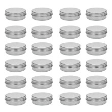 30ml Silver Small Aluminum Round Lip Balm Storage Jar Containers with Screw Cap for Lip Balm, Cosmetic, Candles or Tea(Pack of 24)