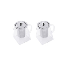 2X Théière Carrée En Verre avec Infuseur, Théière En Borosilicate de 550 Ml avec Passoire, Théières à Feuilles Transparentes pour Thé En Vrac