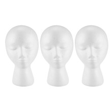 3X Foam Mannequin Wig Display Hat Cap Wig Holder White Foam