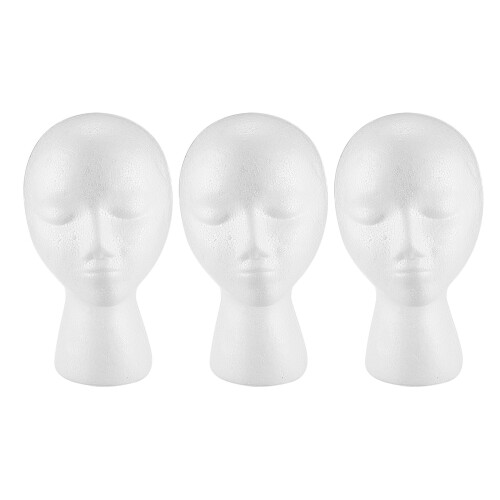3X  Foam Mannequin Wig  Display Hat Cap Wig Holder White Foam