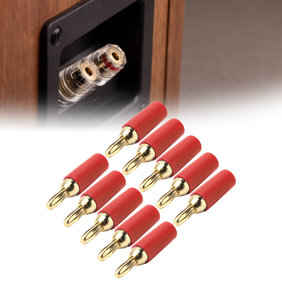 10Pcs Gold Brass Banana Plugs 2.5Mm Solder Type Male Connectors Set Red 3091390423637