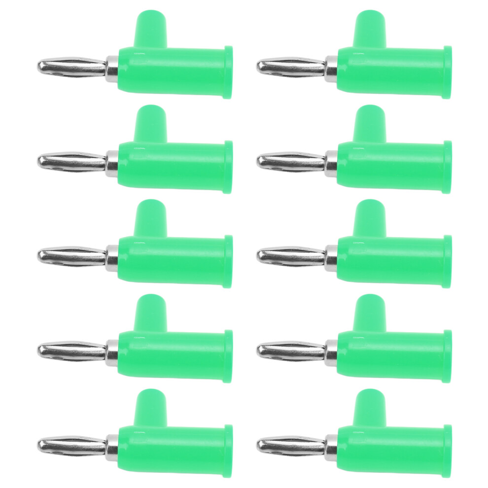 10Pcs Stackable Banana Plug 4Mm Brass Solderless Connector Green For Security 8211390423627