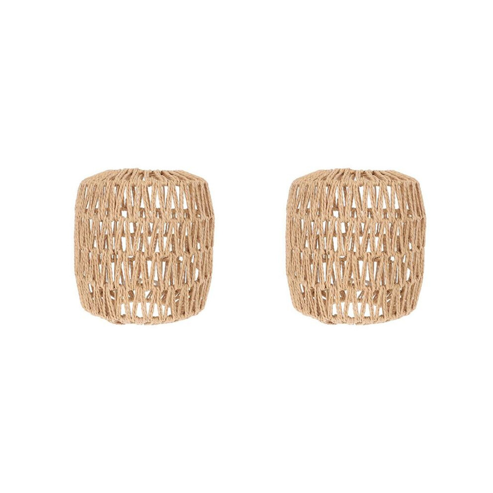 Semoic 2X Simulated Rattan Lamp Cover Handmade Woven Chandelier Vintage Lampshade Home Decor Hanging Pendant Bedroom