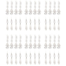 48 Stück Kronleuchter Kristall Prismen Anhänger Set 38 mm Klare Tropfen Eis Zapfen Kronleuchter Kristalle Teile Ersatz Kristalle