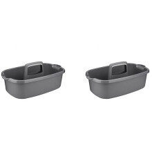 2X Plastic Storage Basket Portable Shower Caddy Tote Organizer Basket with Handle for Bathroom, Bedroom, Dark Gray