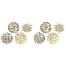 8Pcs Sacred Geometry Wall Art Flower of Life Grid Wooden Accent Decor Wooden Crystal Grid Board Wooden Wall Sculpture