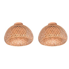 2X Bamboo Wicker Rattan Light Fixture Flush Mount Hanging Ceiling Lamp for Living Room Bedroom Dining Room,30X18cm