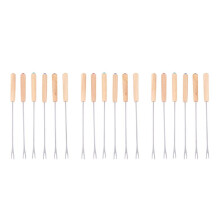 54X Stainless Steel Color Coding Chocolate Fountain Cheese Fondue Forks with Oak Wood Handle Heat Resistant, 9.5Inch