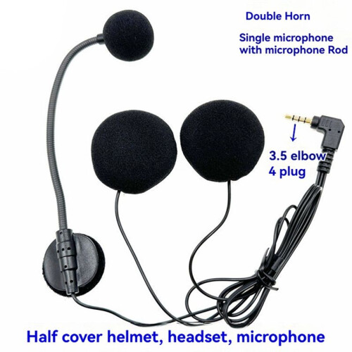 Motorcycle Helmets Intercom Mic Headset 2 Speakers 32Ω Microphone for Half-Motorcycle Helmet Elbow Plug 1
