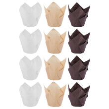 800Pcs Tulip Cupcake Baking Cups, Muffin Baking Liners Holders, Rustic Cupcake Wrapper, Brown, White and Nature Color
