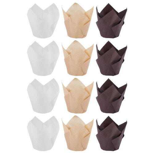 800Pcs Tulip Cupcake Baking Cups, Muffin Baking Liners Holders, Rustic Cupcake Wrapper, Brown, White and Nature Color