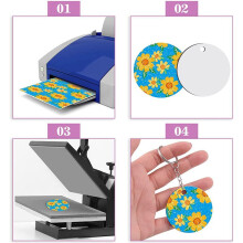 720 Stycken Sublimation Blanks Nyckelring Set Runda Nyckelringar Sublimation Ornament Blanks Heat Transfer Keychain Tofsar
