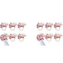 Ronds de Serviette de Fleurs 12 Pièces, Porte-Rondelles de Serviette, Porte-Boucles de Serviette Florales de Printemps Décorations de Table, A