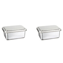 2X Frisch Halte Box Aus Rostfreiem Stahl Aufbewahrungs Box mit Deckel Aufbewahrungs Box für Lebensmittel Zutaten Box für Zutaten, B.