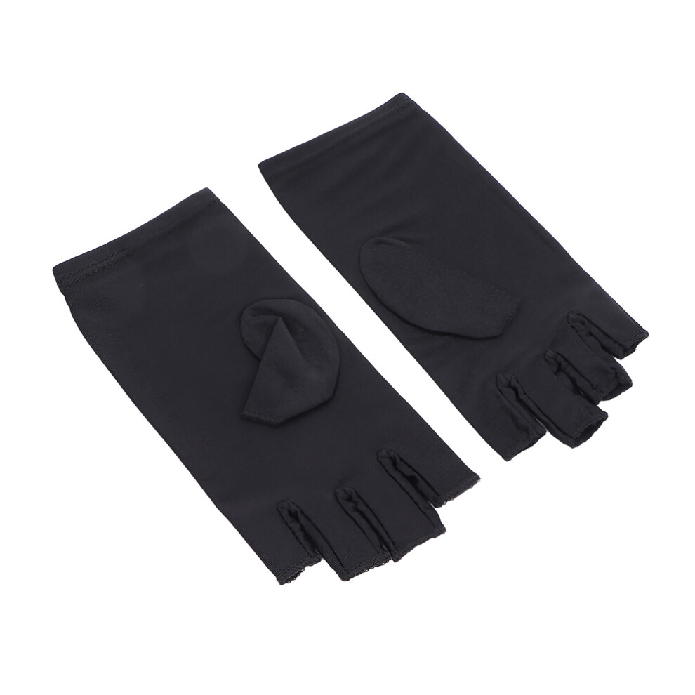 Black/Light Uv Nail Gloves Fluorescent Fingerless Anti Protective Gloves