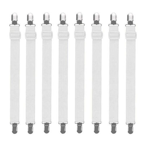 8pcs/Set Elastic Sheet Clips Double End Clips Fixed Suspender Sheet Fasteners Adjustable Length 35-70