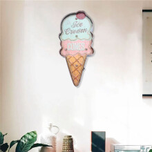 2X Ice Cream Signs Vintage Cafe Shop Decorative Neon Light Home Decor Metal Plate for Wall Retro Coffee Plaque