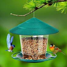 Hanging Bird Feeder for Wild Birds Outdoor, Green, Easy Hang Design and Quick Refill Access