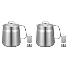 2X Stainless Steel Fry Kitchen Pot 2L Kitchen Fryer Pan Large Capacity Multifunctional Oil Filter Tank Deep Frying Pot