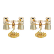 2pcs 3X25 Opera Viewing Binoculars All Metal with Handle/Chain Ladies Retro Small Binoculars Binocular