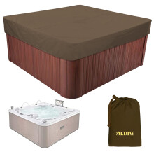 Waterproof Square Hot Tub Cover 228x228cm UV Resistant Outdoor Spa Cover Brown