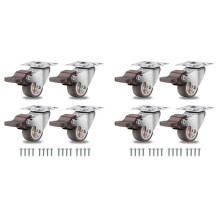 Furniture Castors Small 25mm,360 Degree Swivel Castors Heavy Duty Load Capacity Silent Solid Rubber Castors Set of 8
