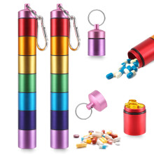 Pill Organizer-Weekly Pill Box-Metal Pill Box 7 Day Waterproof-Travel Pill Case - Stackable Pill Container 2 Pack
