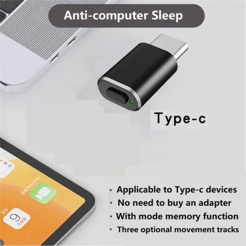 Type C Mouse Jiggler Undetectable Mouse Mover USB C Mouse Shaker Simulated Mouse Movement for Keep Computer Awake Silver 2