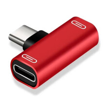 3 in 1 Double Type-C Adapter Type-C Charge Cable Charger Earphone Converter for Smartphones Headphone Adapter Red