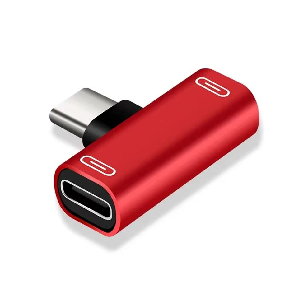 3 In 1 Double Type-C Adapter Type-C Charge Cable Charger Earphone Converter For Smartphones Headphone Adapter Red 6033961818609