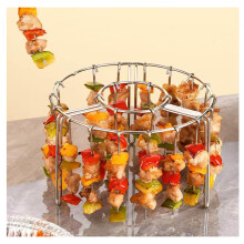 Air Fryer Skewer Rack with 24 Stainless Steel Skewers for BBQ Kebab Grilling and Even Cooking