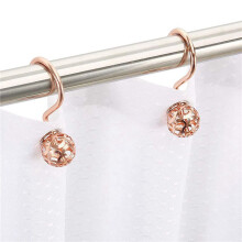 Rose Goud Douchegordijn Haken Ringen, Set van 24 Decoratieve Douchegordijn Haken, Metalen Roestvrij Douche Ringen voor Badkamer