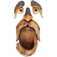 Wild Bird Feeder Tree Face with Dual Purpose Design, Funny Garden Decor Old Man Sculpture