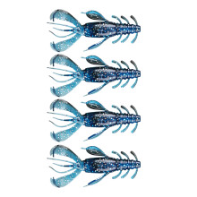 Packung mit 4 weichen Garnelen-Ködern, Angelködern, 10 cm,-Blau