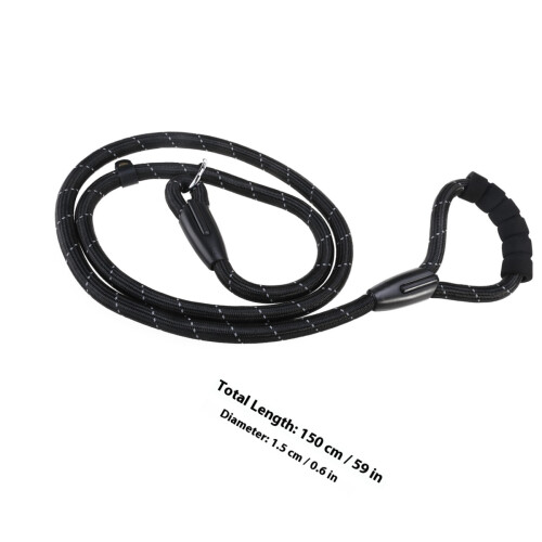 Black Reflective Dog Rope Leash Ergonomic Design for 1