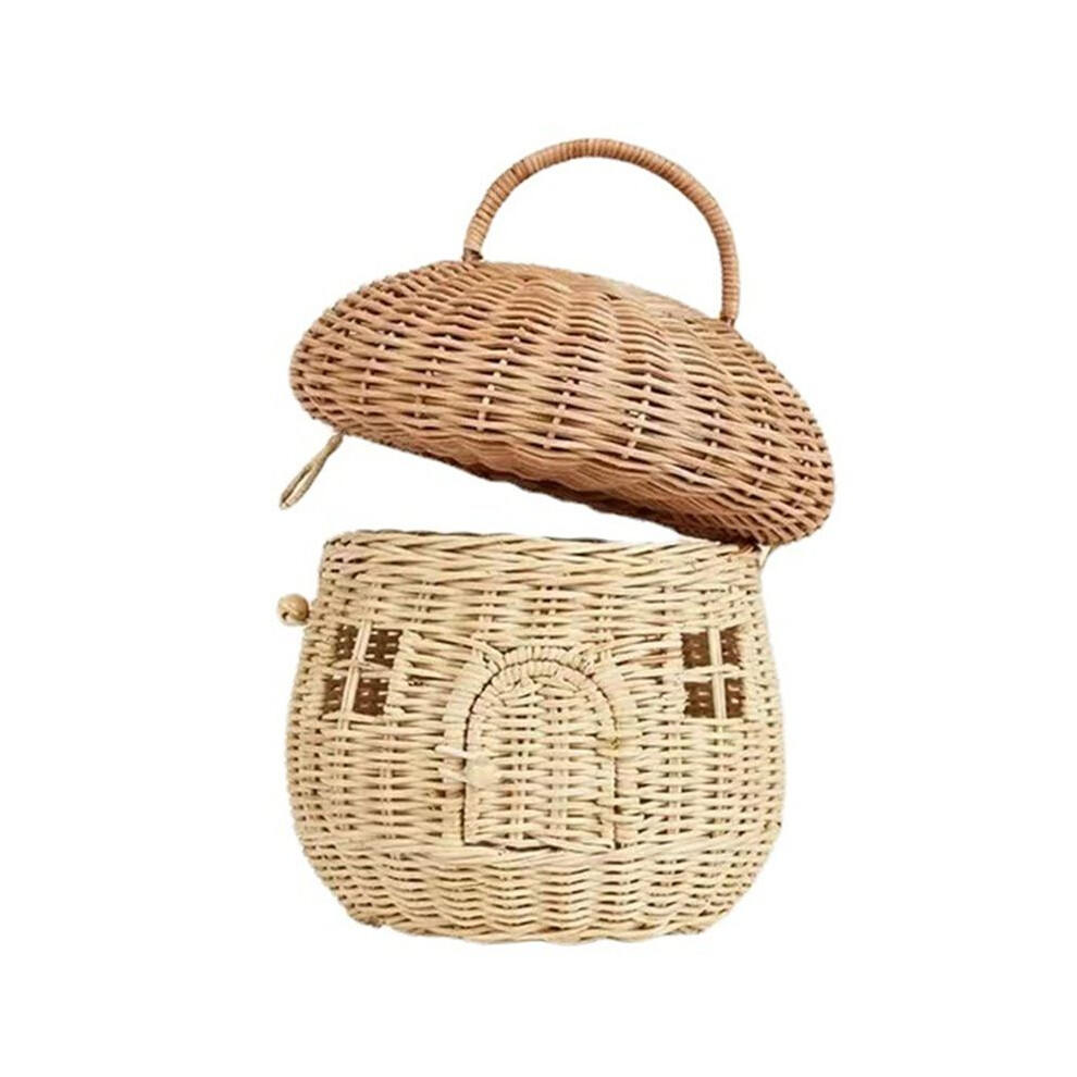 Mushroom Wicker Storage Basket With Lid-Rattan Mushroom Decor, Cottagecore, Boho Decor, Day Gift Brecantia