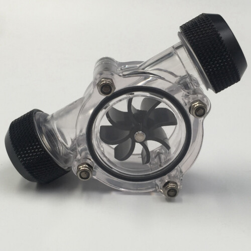 G1/4 Inch Flow Indicator,Clear Main Body,Black Blade,Matte Black Pc Computer Water Cooling System Flow Meter Indicator 1