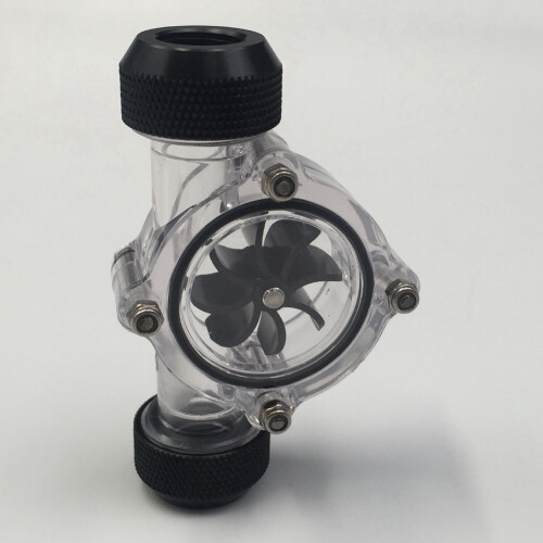 G1/4 Inch Flow Indicator,Clear Main Body,Black Blade,Matte Black Pc Computer Water Cooling System Flow Meter Indicator 2