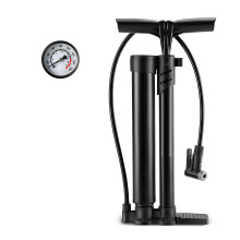 Fietsen Vloerpomp met manometer-Kort Zwart