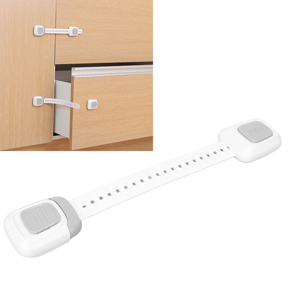 Child Safety Strap Lock Double Button, Adjustable, Plastic for Refrigerator & Washing Machine