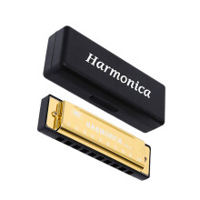 10 Hole Metal Harmonica with ABS Body for Clear Tones and-Gold