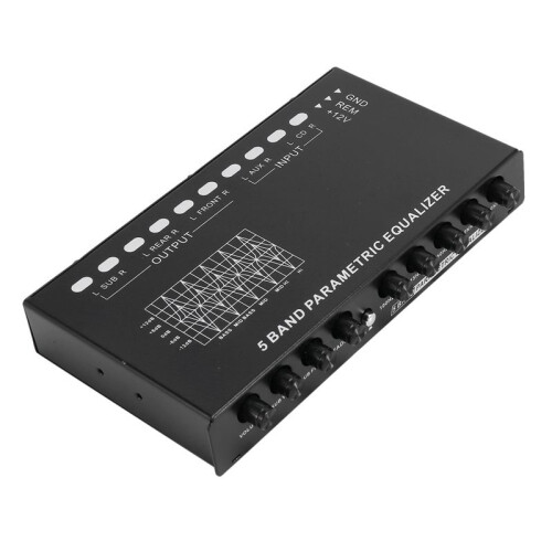 2X 5-Band Car Audio Equalizer, Adjustable 5 Bands EQ Car Amplifier Graphic Equalizer with CD/AUX Input Select 1