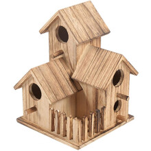 Outdoor Bird Feeder with Wooden Birdhouse, Dual Function Hanging Design for Small Birds