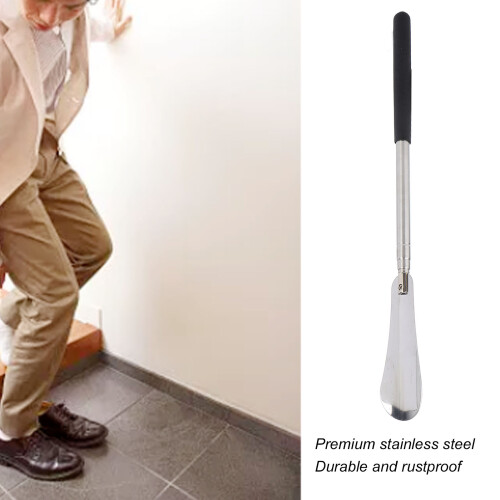 12-25in Long Stainless Steel Shoe Horn Adjustable Rustproof Handle Durable 2