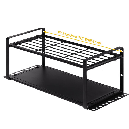 Power Tool Organizer Wall Mount with Drill Holder, Heavy Duty Garage Storage Rack for Workshop (Black) 1